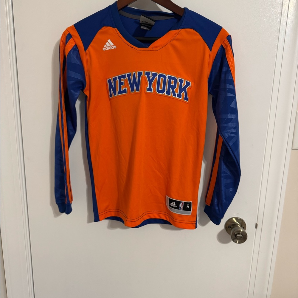 Adidas New York Knicks Orange and Blue Performance Jersey NBA